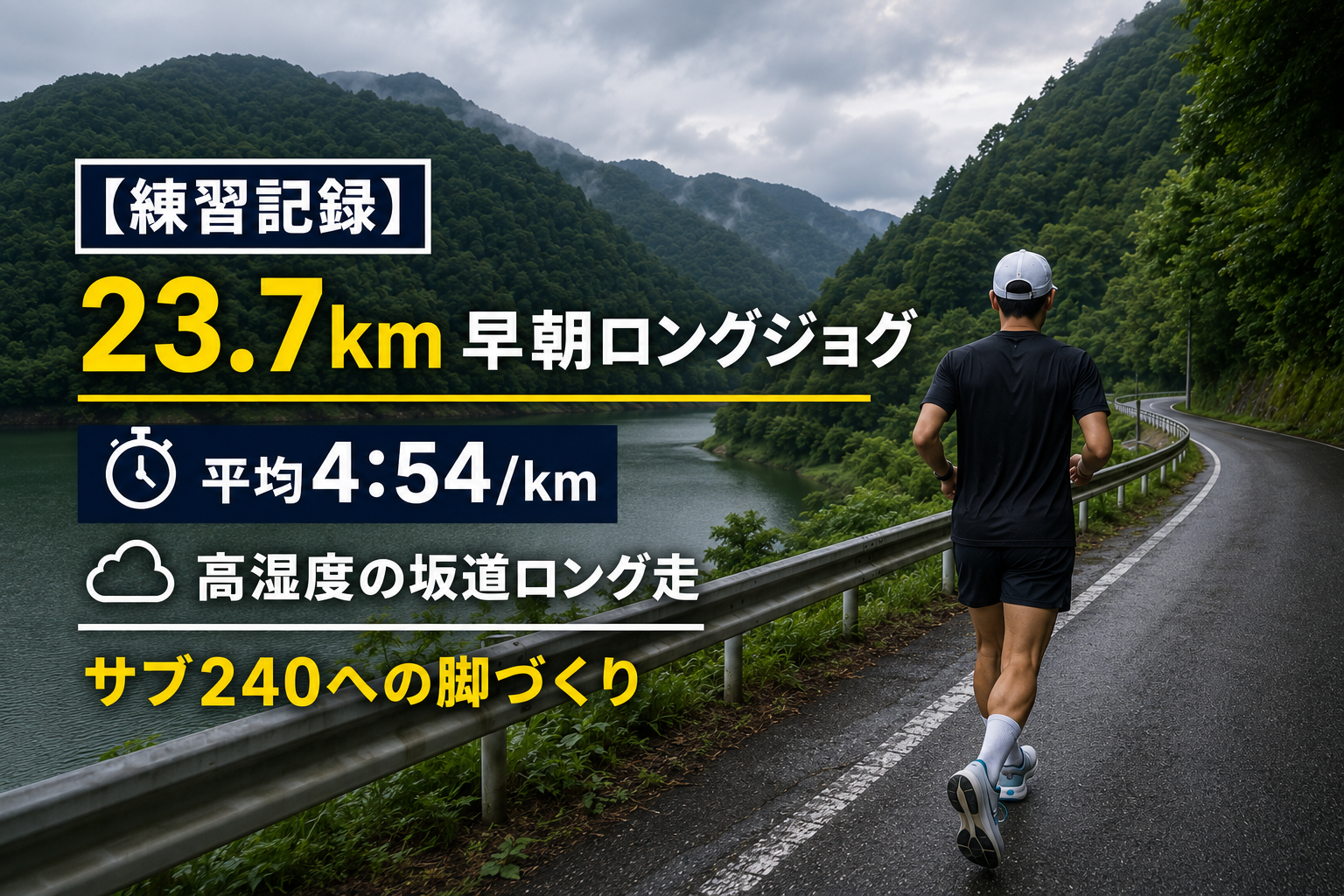 23.7km早朝ロングジョグ 高湿度の坂道コースで脚づくり